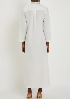 Jenna embroidered linen-blend midi kaftan dress