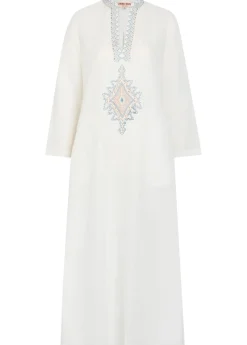 Jenna embroidered linen-blend midi kaftan dress