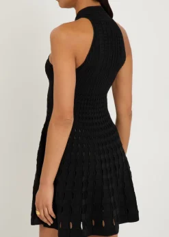 Jenna textured cut-out knit mini dress