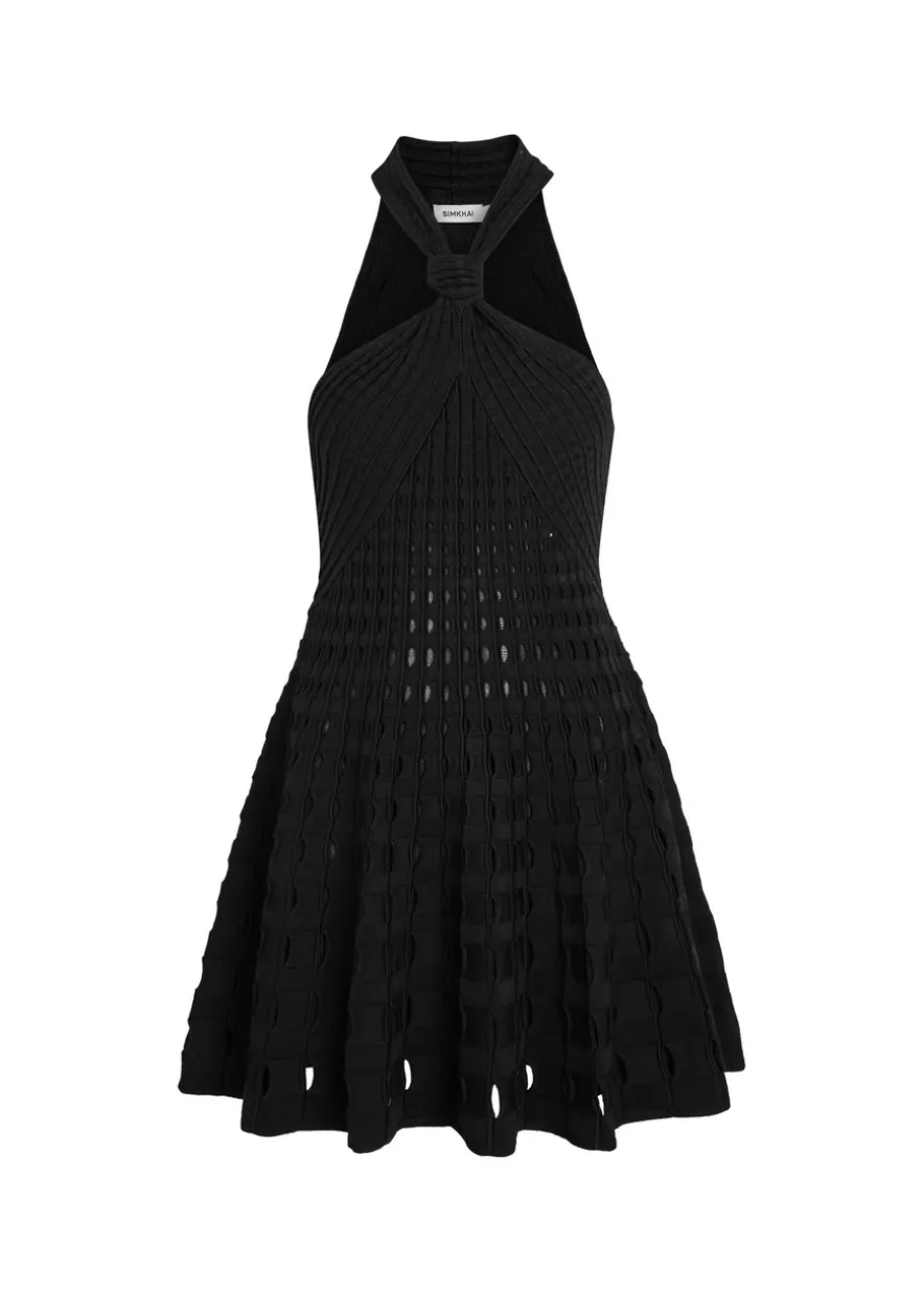 Jenna textured cut-out knit mini dress