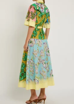 Jerry floral-print cotton midi shirt dress