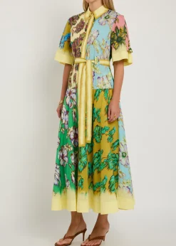 Jerry floral-print cotton midi shirt dress