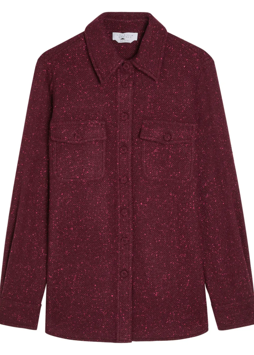 John Austin speckled wool-blend shirt