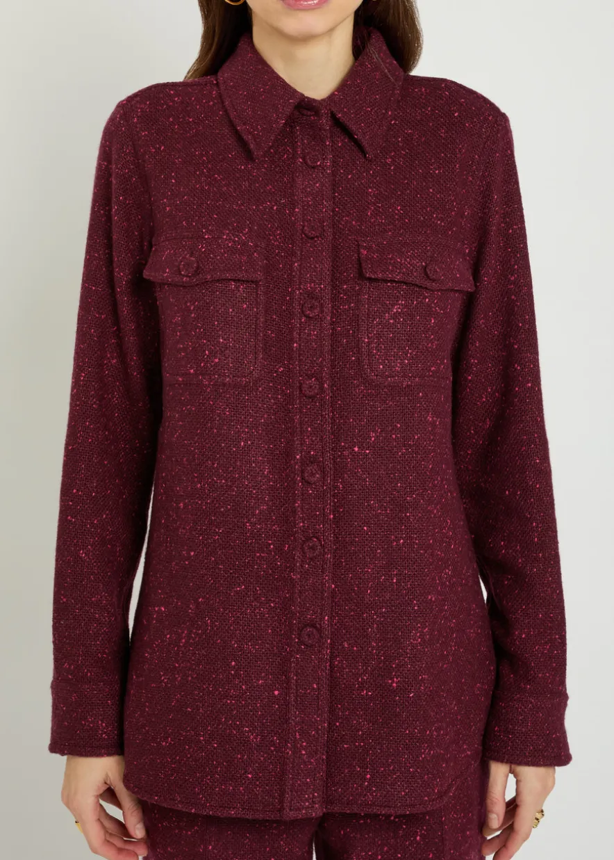 John Austin speckled wool-blend shirt