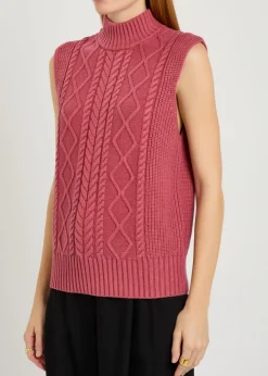 Joilette roll-neck cable-knit vest