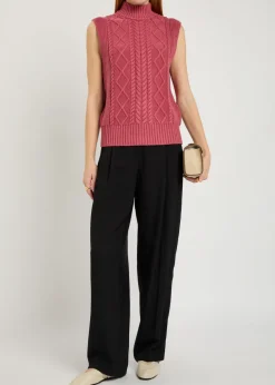 Joilette roll-neck cable-knit vest