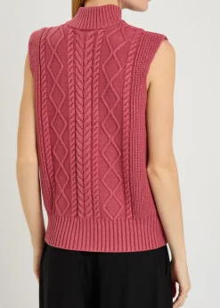 Joilette roll-neck cable-knit vest