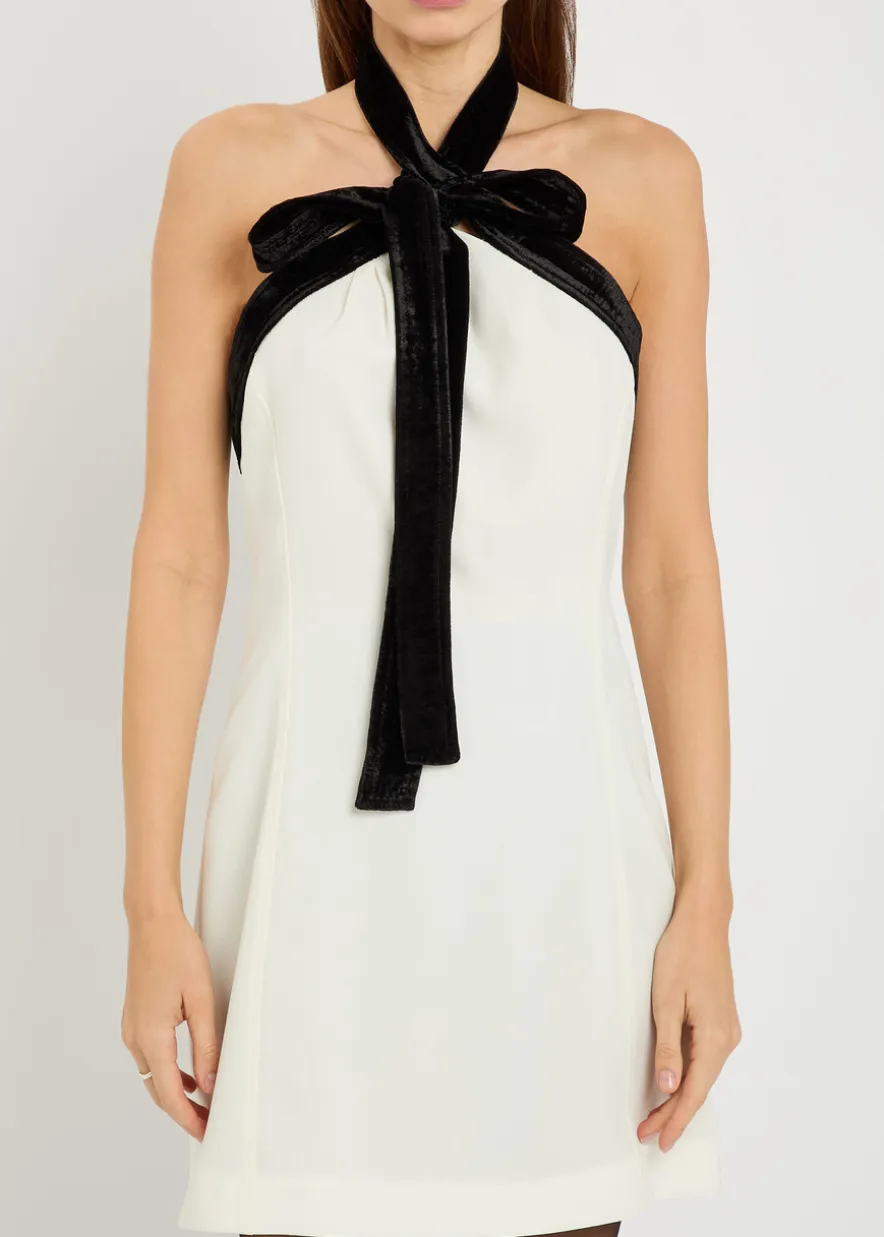 Jolie bow-embellished crepe mini dress