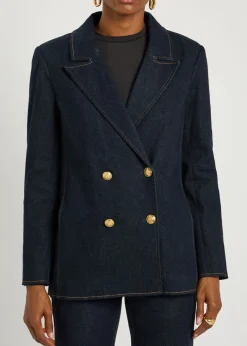 Jordan sweatshirt-effect stretch-denim jacket
