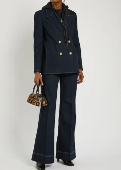 Jordan sweatshirt-effect stretch-denim jacket