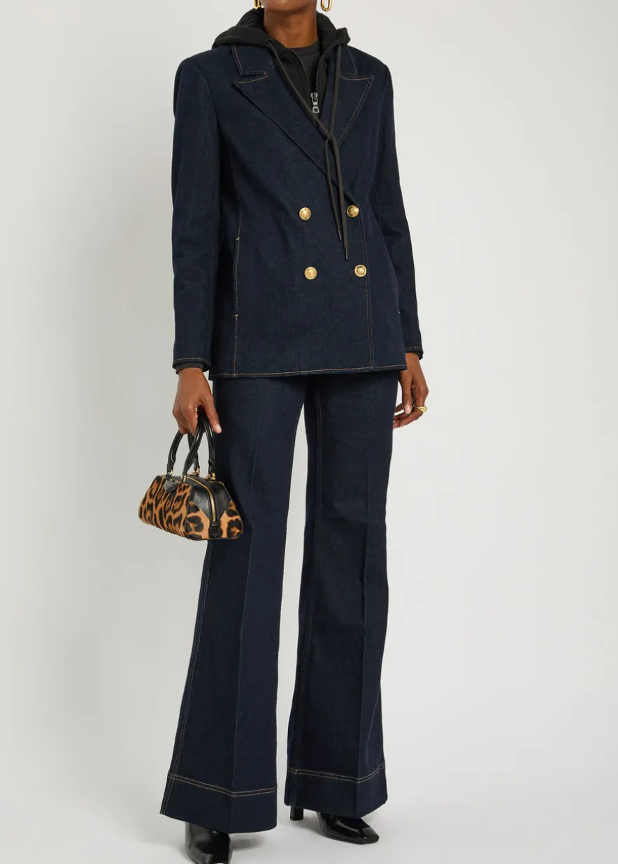 Jordan sweatshirt-effect stretch-denim jacket