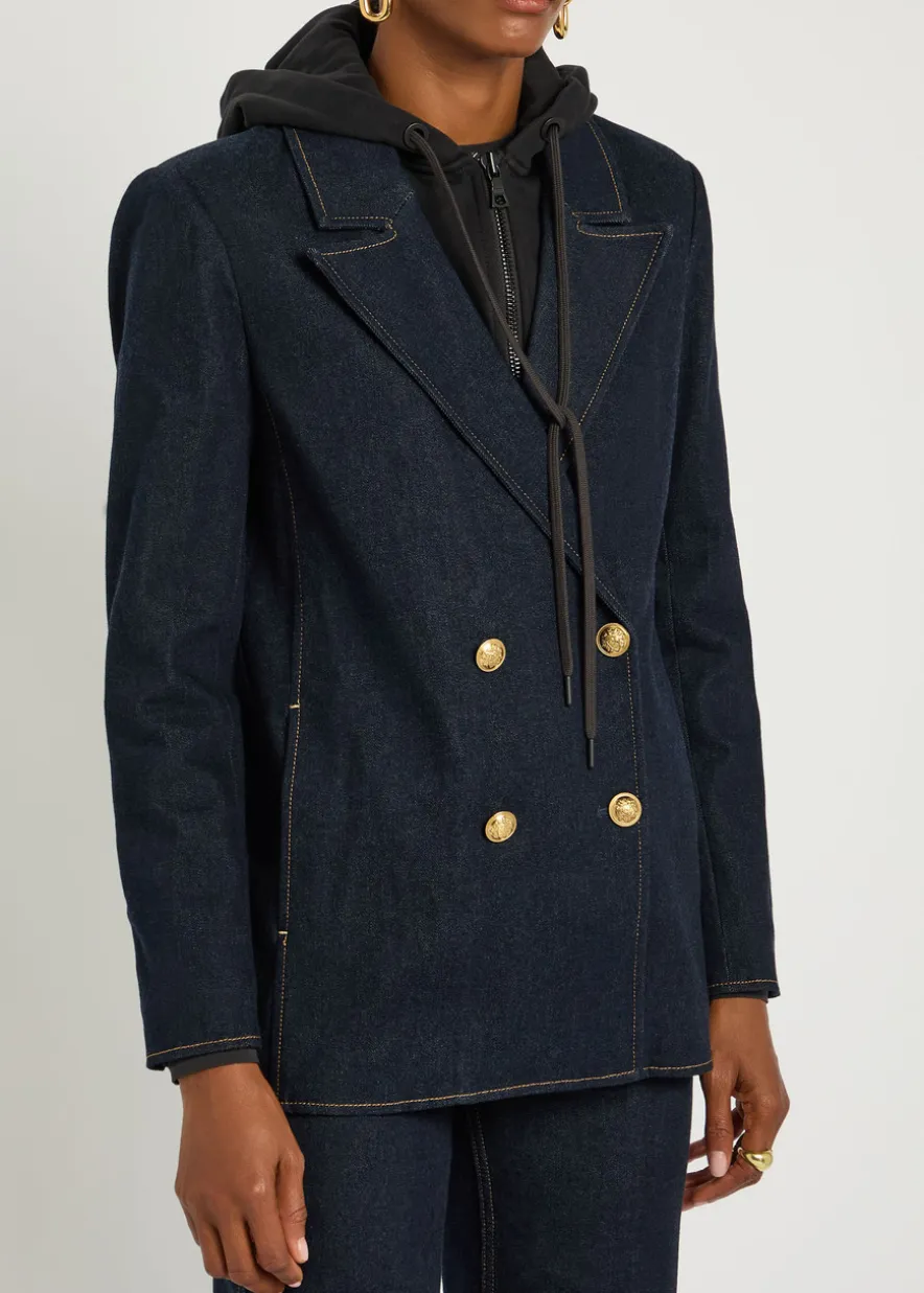 Jordan sweatshirt-effect stretch-denim jacket