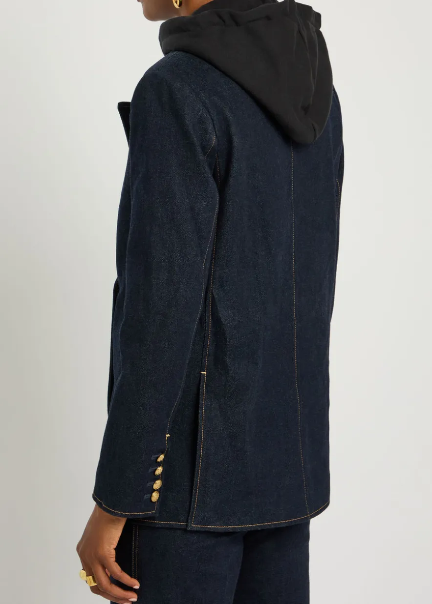 Jordan sweatshirt-effect stretch-denim jacket