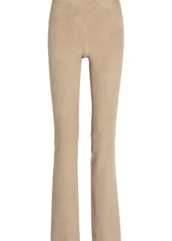 JP Long flared-leg suede trousers