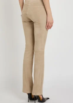 JP Long flared-leg suede trousers
