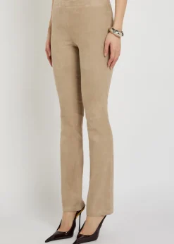 JP Long flared-leg suede trousers
