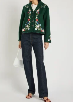 Jude floral-embroidered wool-blend jacket