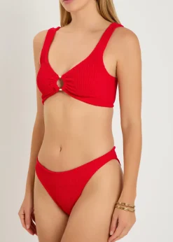 Julia gold-hoop crinkle bikini