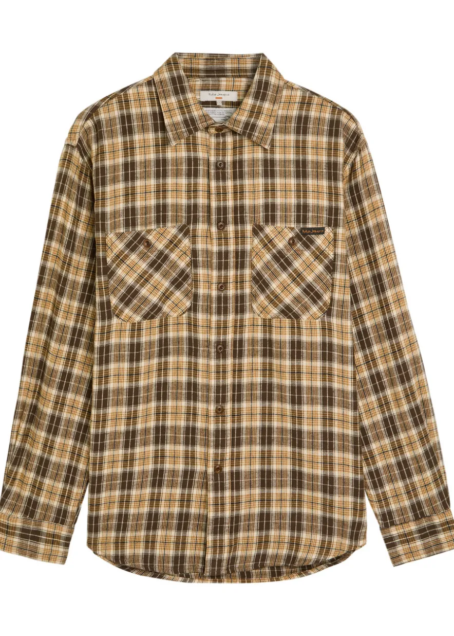 Julian checked cotton and linen-blend shirt