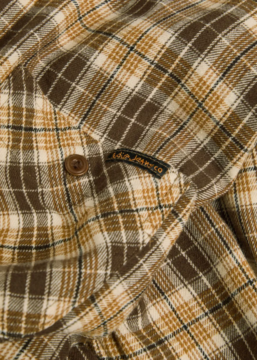 Julian checked cotton and linen-blend shirt