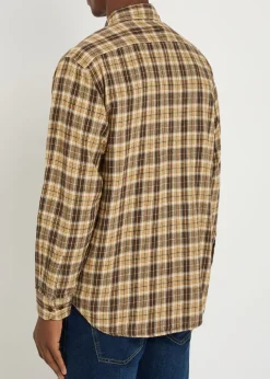 Julian checked cotton and linen-blend shirt