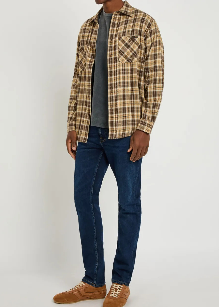 Julian checked cotton and linen-blend shirt