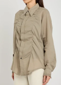 Jumble checked gathered cotton shirt