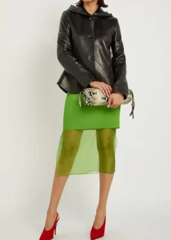 June hooded peplum-hem leather jacket