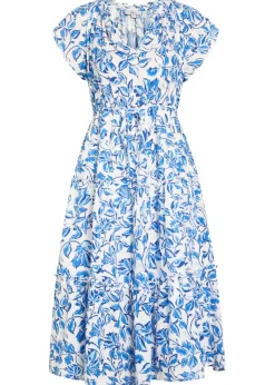 Juni floral-print linen-blend midi dress