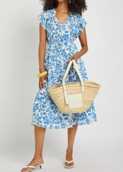 Juni floral-print linen-blend midi dress