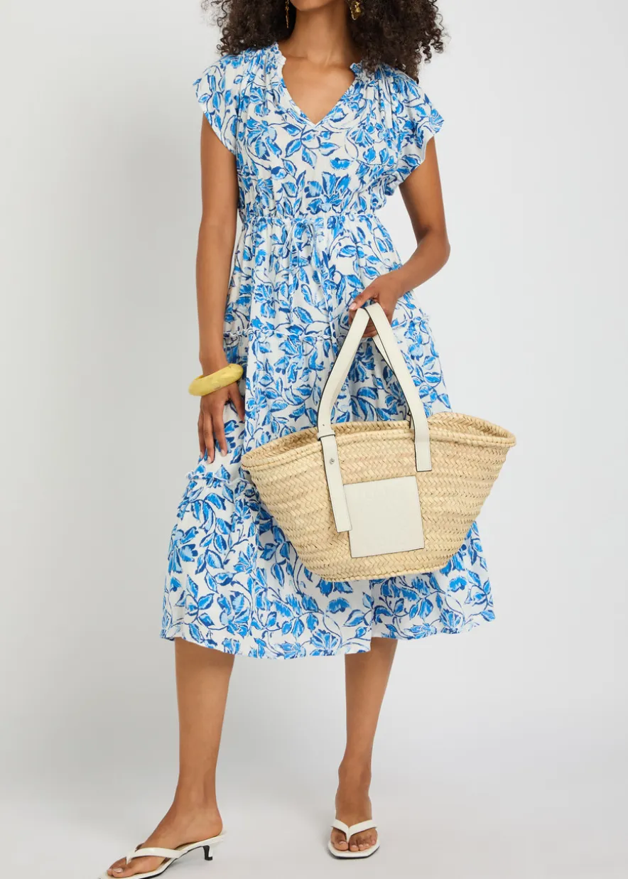 Juni floral-print linen-blend midi dress