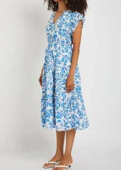 Juni floral-print linen-blend midi dress