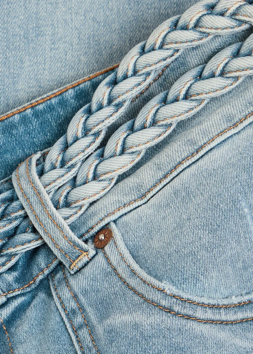 Juno braided wide-leg jeans