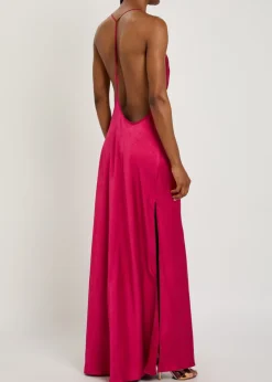 Justina open-back satin maxi dress
