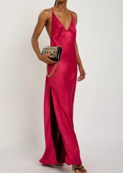 Justina open-back satin maxi dress