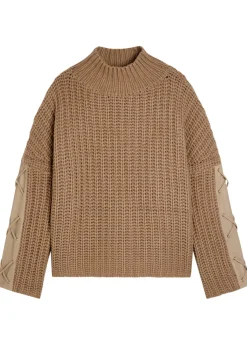 Justine lace-up leather and cashmere jumper