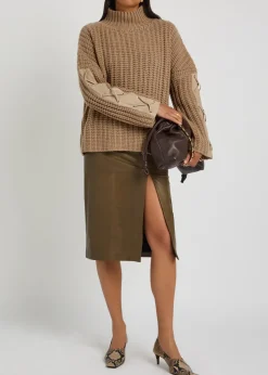 Justine lace-up leather and cashmere jumper