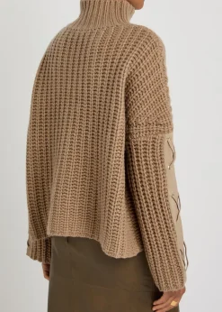 Justine lace-up leather and cashmere jumper