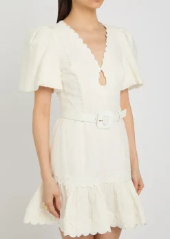 Kahlia appliquéd linen-blend mini dress