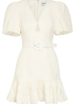 Kahlia appliquéd linen-blend mini dress