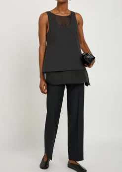 Kaia layered-effect cotton-poplin top
