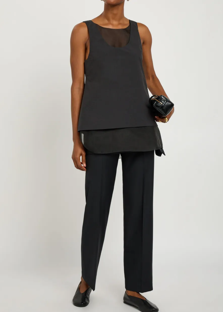 Kaia layered-effect cotton-poplin top