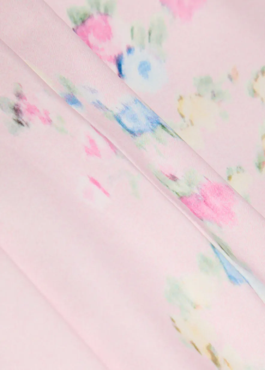 Kalo floral-print satin midi slip skirt