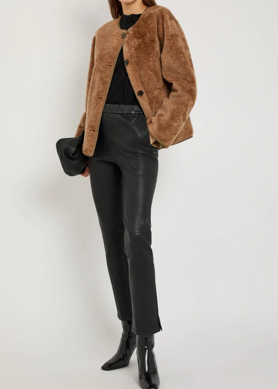 Kamilla slim-leg leather trousers