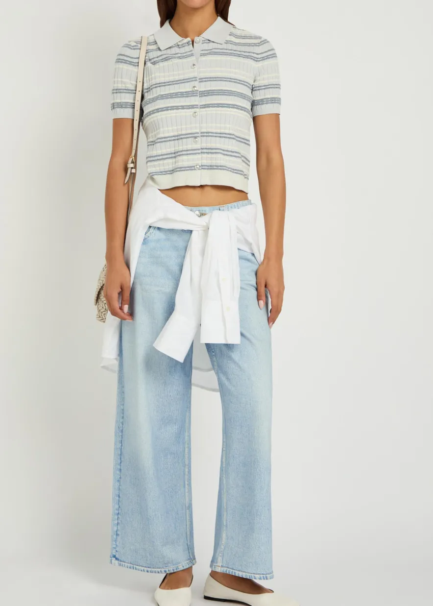 Karina striped cotton-blend cardigan