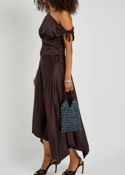 Karla leather and crystal-bead top handle bag