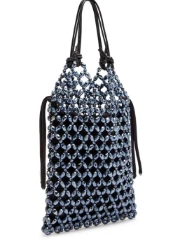 Karla leather and crystal-bead top handle bag