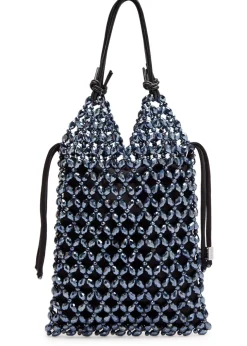 Karla leather and crystal-bead top handle bag