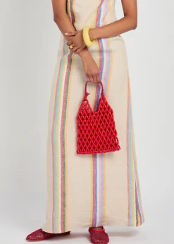 Karla leather and wooden-bead top handle bag