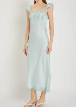 Karmine lace-trim satin midi dress